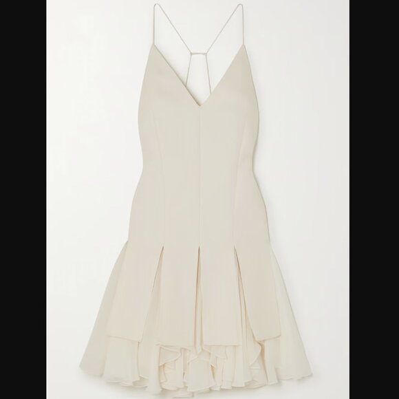 KHAITE Dresses & Skirts - NWOT Khaite Teagan Ruffled Voile and Twill Mini Dress Pleated Off White